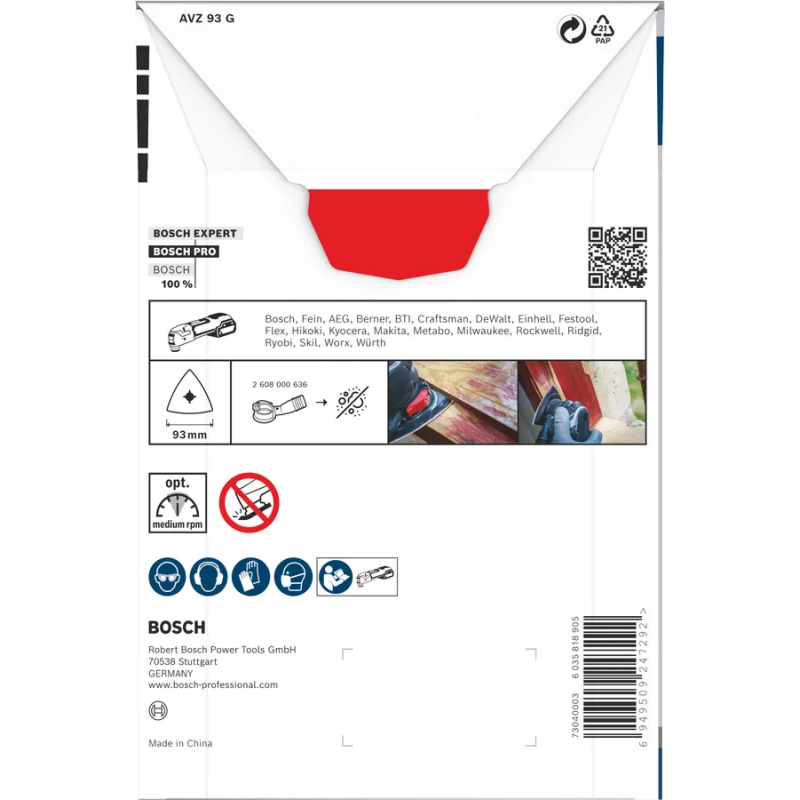 BOSCH Платформа шліфувальна PRO AVZ 93 G 93мм для багатофункціональних інструментів (2608669125)