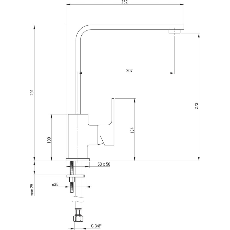 Deante Змішувач для кухні Anemon, довж.виливу - 207мм, поворотний, 1важіль, чорний (BBZ_N62M)