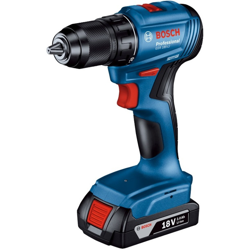 BOSCH Шурупокрут-дриль акумуляторний GSR 185-LI 18В 2х2.0А·год 50Нм 500·1900об·хв 0.9кг (06019K3000)