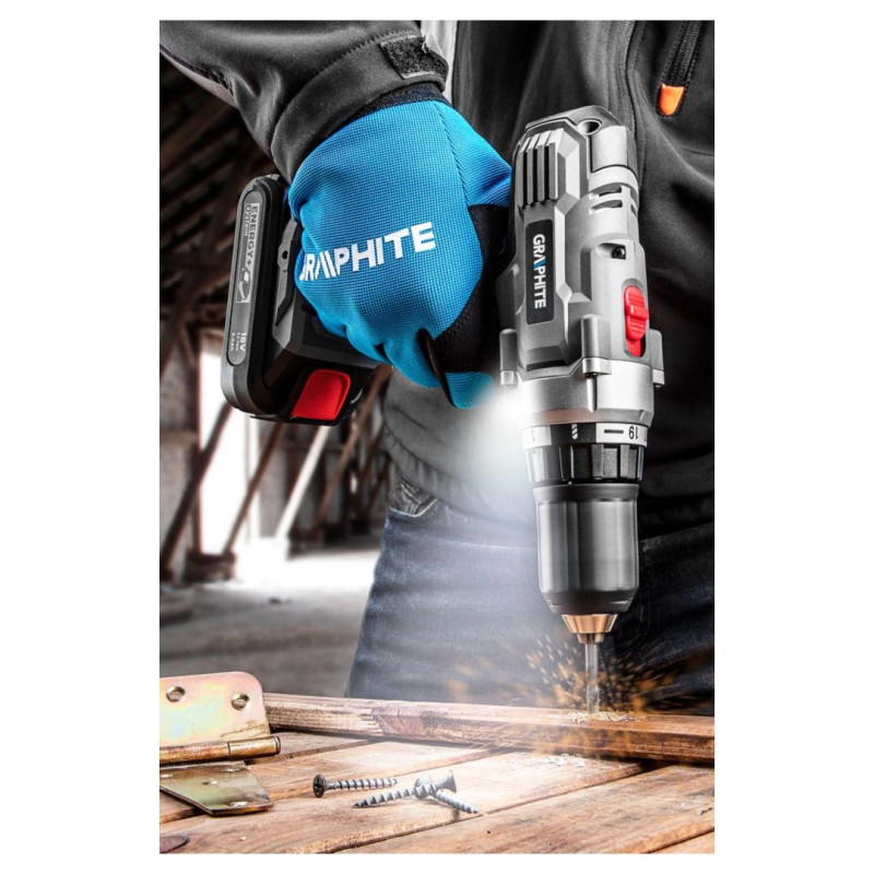 Graphite Шурупокрут-дриль Energy + 18В 35·55Нм 0-350·1250об·хв 1.3кг без АКБ та ЗП (58G006)