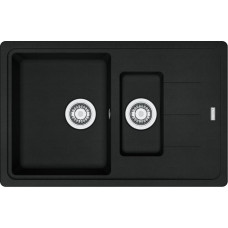 Franke Мийка кухонна Basis, фраграніт, прямокутник, з крилом, 780х500х200мм, чаша - 1,5, врізна, BFG 651-78, чорний матовий (1140667448)