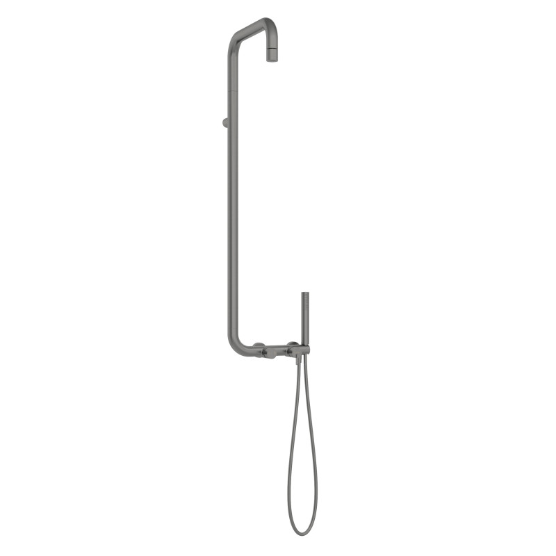 Deante Душова система Silia зі змішувачем для душу, душ - верхній душ, лійка, кріпл. - на стійці, титан (NQS_D4XM)