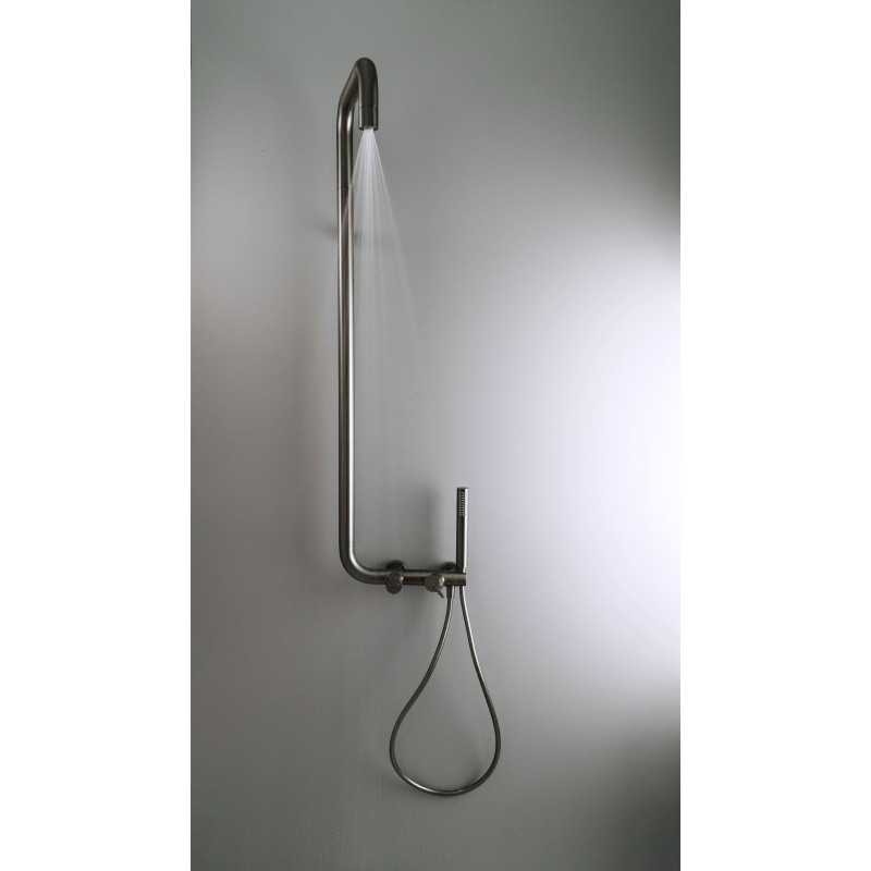 Deante Душова система Silia зі змішувачем для душу, душ - верхній душ, лійка, кріпл. - на стійці, титан (NQS_D4XM)