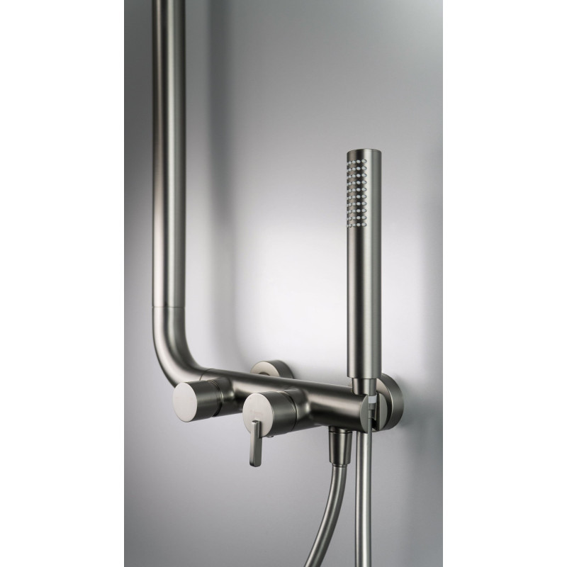 Deante Душова система Silia зі змішувачем для душу, душ - верхній душ, лійка, кріпл. - на стійці, титан (NQS_D4XM)