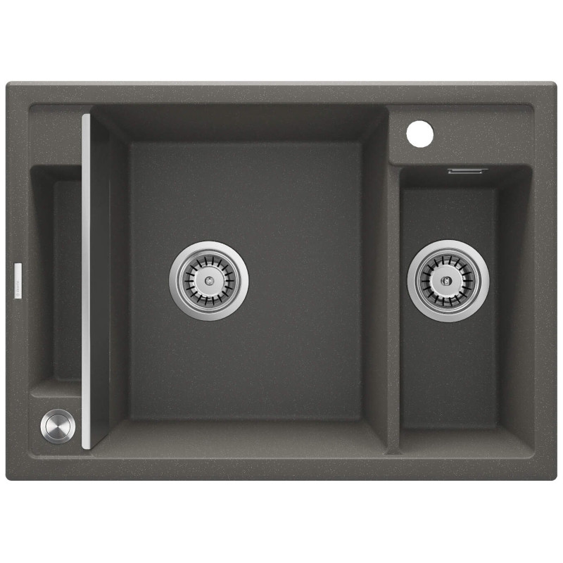 Deante Мийка кухонна Magnetic, граніт, прямокут., з крилом, 690х500х219мм, чаша - 1.5, врізна, антрацит (ZRM_T503)