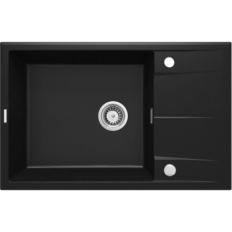 Deante Мийка кухонна Eridan, граніт, прямокут., з крилом, 780х500х210мм, чаша - 1, накладна, чорний (ZQE_N11B)
