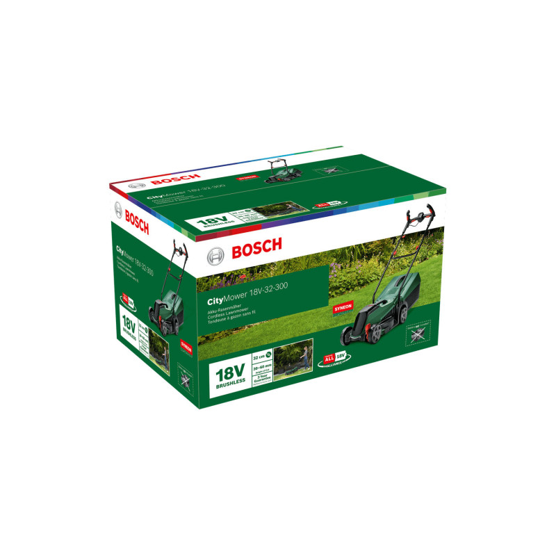 BOSCH Газонокосарка акумуляторна CityMower 18V-32-300 18В 32см 31л 30-60мм 8.8кг без АКБ і ЗП (06008B9A08)