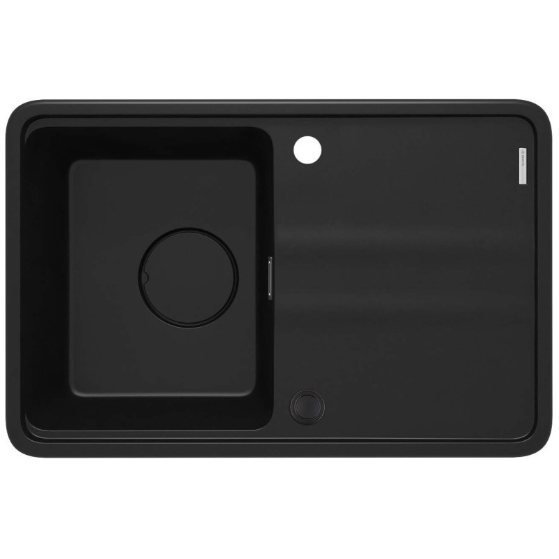 Deante Мийка кухонна Momi, граніт, прямокут., з крилом, 670х440х230мм, чаша - 1, врізна, чорний матовий + кухонна дошка (ZKM_N11A)