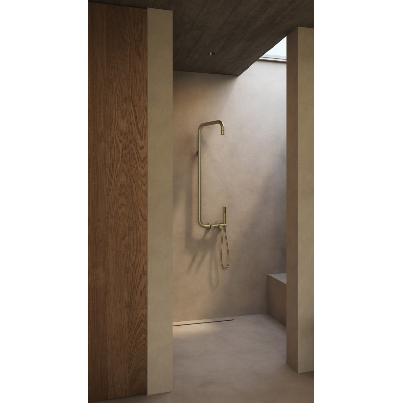 Deante Душова система Silia зі змішувачем для душу, душ - верхній душ, лійка, кріпл. - на стійці, брашоване золото (NQS_R4XM)