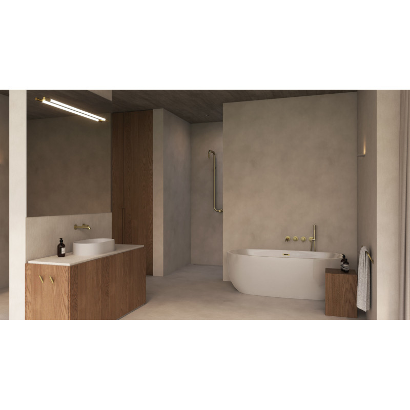 Deante Душова система Silia зі змішувачем для душу, душ - верхній душ, лійка, кріпл. - на стійці, брашоване золото (NQS_R4XM)