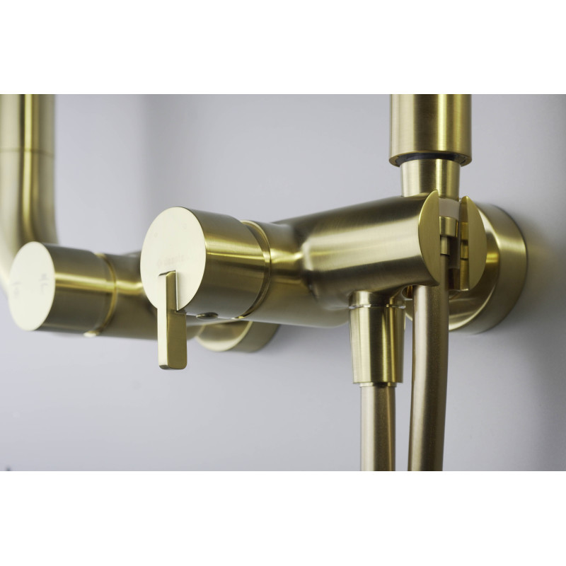 Deante Душова система Silia зі змішувачем для душу, душ - верхній душ, лійка, кріпл. - на стійці, брашоване золото (NQS_R4XM)