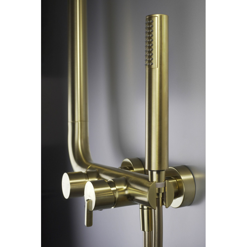 Deante Душова система Silia зі змішувачем для душу, душ - верхній душ, лійка, кріпл. - на стійці, брашоване золото (NQS_R4XM)