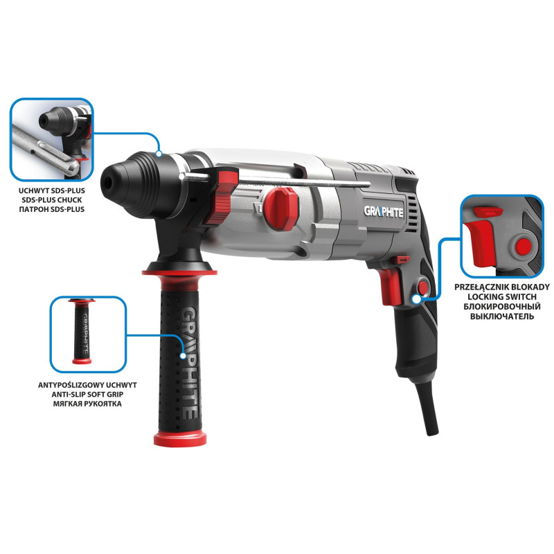 Graphite Перфоратор SDS-plus 800Вт 2.8Дж кейс 3.28кг (58G538)