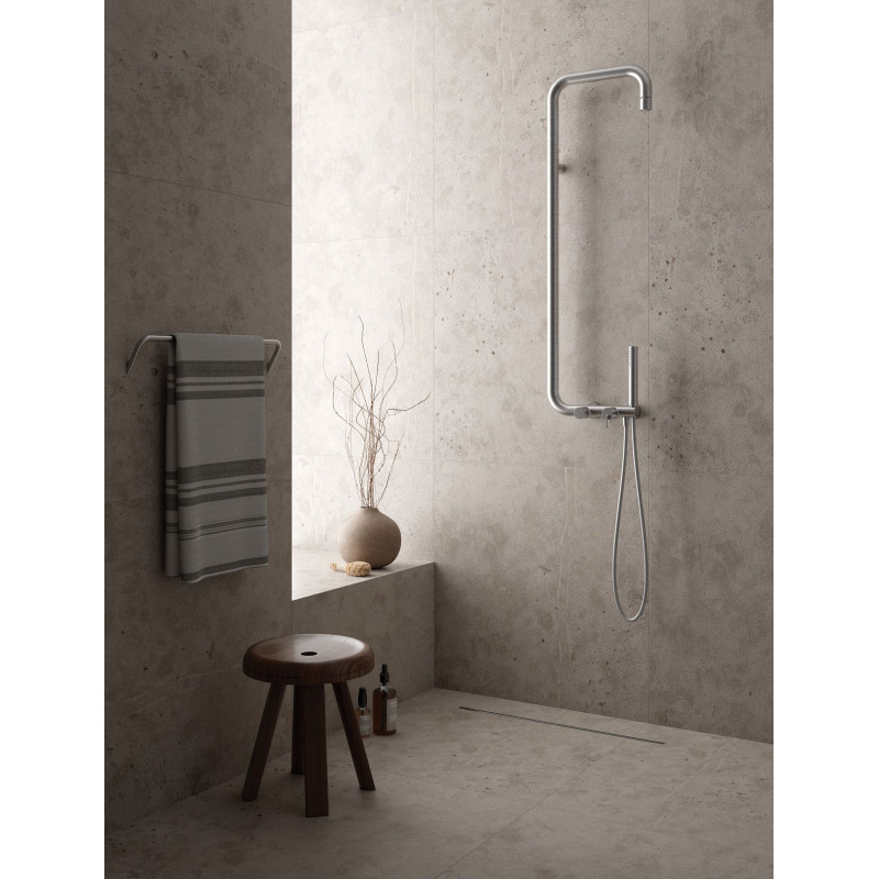 Deante Душова система Silia зі змішувачем для душу, душ - верхній душ, лійка, кріпл. - на стійці, матова сталь (NQS_F4XM)