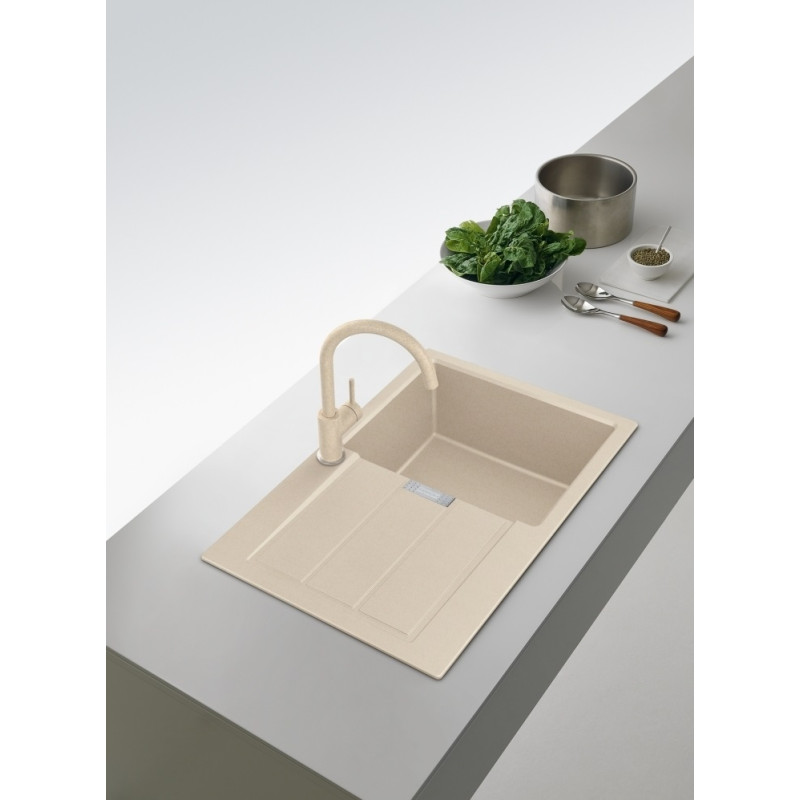 Franke Мийка кухонна Sirius 2 тектонайт, прямокут., з крилом, 780х500х200мм, чаша - 1, врізна, бежевий (1430671744)