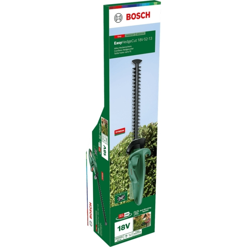 BOSCH Кущоріз акумуляторний EasyHedgeCut 18V-52-13 18В лезо 52см крок різу 15мм 3.28кг без АКБ та ЗП (0600849M00)