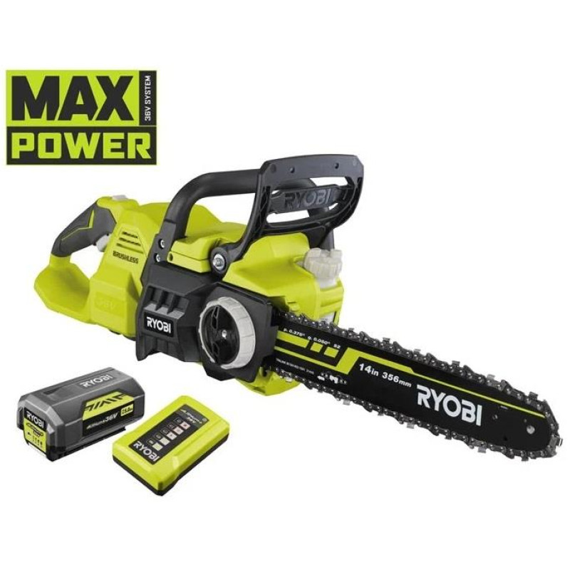 Пила ланцюгова акумуляторна Ryobi Max Power RY36CSX35A-150 36В 35см 1х5А·год ЗП 4кг (5133004596)