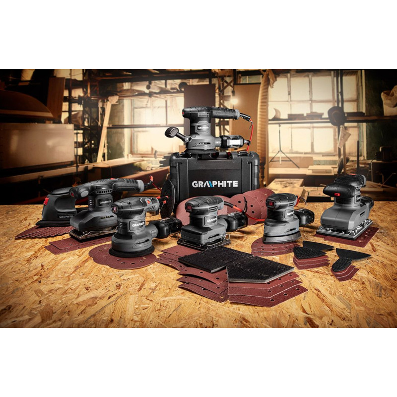 Graphite Шліфмашина ексцентрикова 300Вт 125мм 7000-13000об·хв орбіта 1мм 1.21кг (59G348)