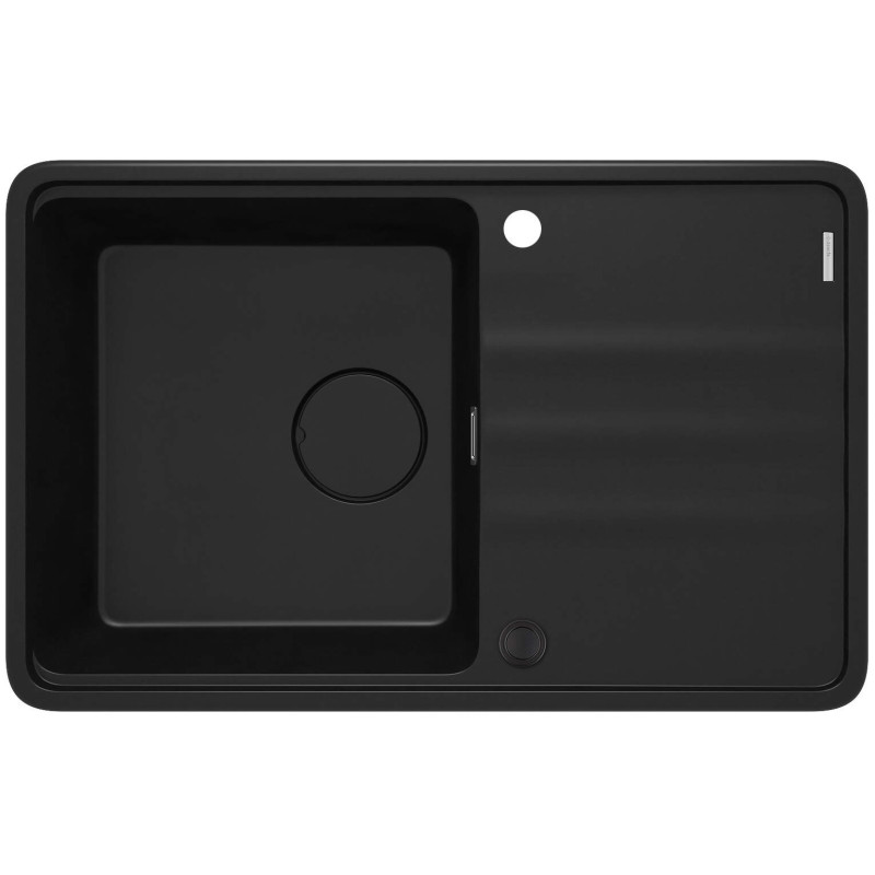 Deante Мийка кухонна Momi, граніт, прямокут., з крилом, 780х500х230мм, чаша - 1, врізна, чорний матовий + кухонна дошка (ZKM_N113)