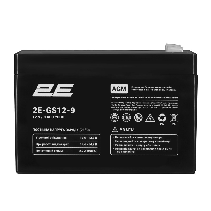 Акумуляторна батарея 2E GS, 12В, 9А•год, AGM (2E-GS12-9)