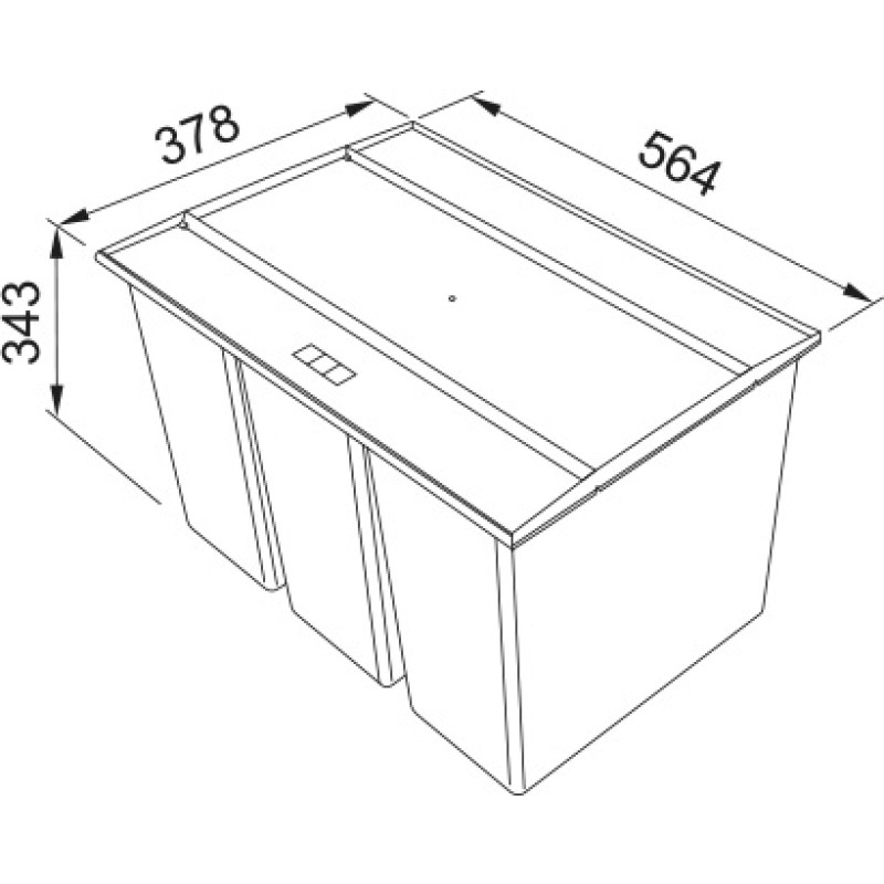 Franke Сортер для сміття Easysort 600-3-0, 3 x 14.5 л, кришка,чорний пластик (1210494192)