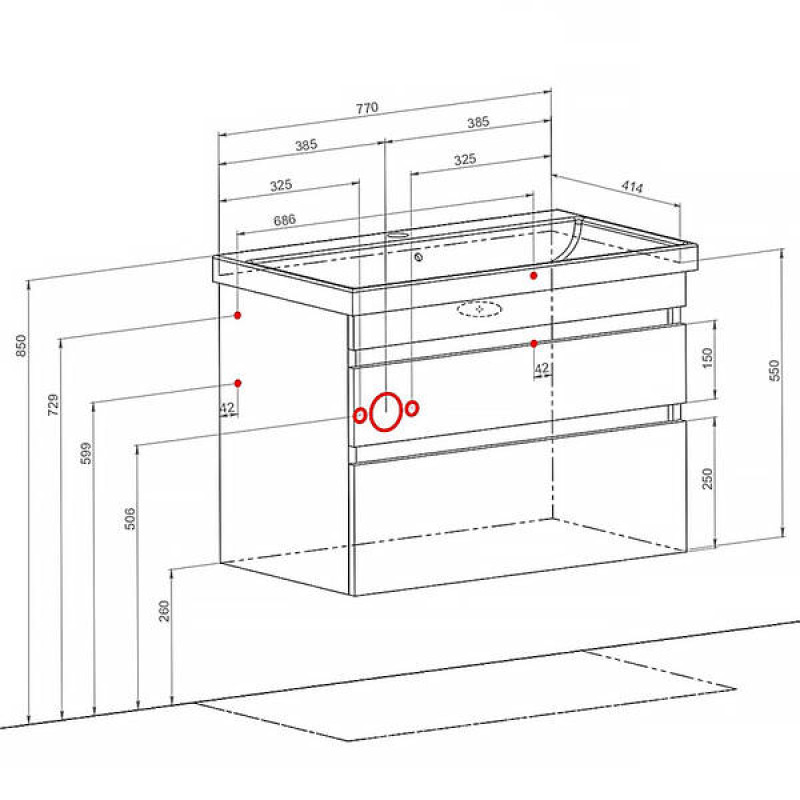 Аквародос Тумба AQUARODOS Вінтаж (білий глянець) 80 см з умивальником Frame (консольна) (10467)