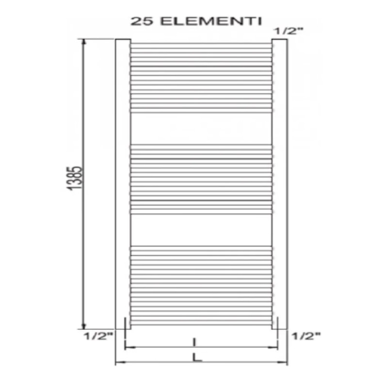CORDIVARI Полотенцесушитель RDT Lisa 22 600/1400 белый (3551646101012)