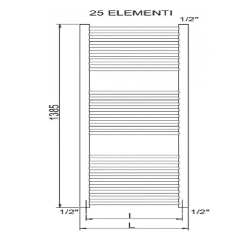 CORDIVARI Полотенцесушитель RDT Lisa 22 Curvo 450/1400 белый (3551646101049)