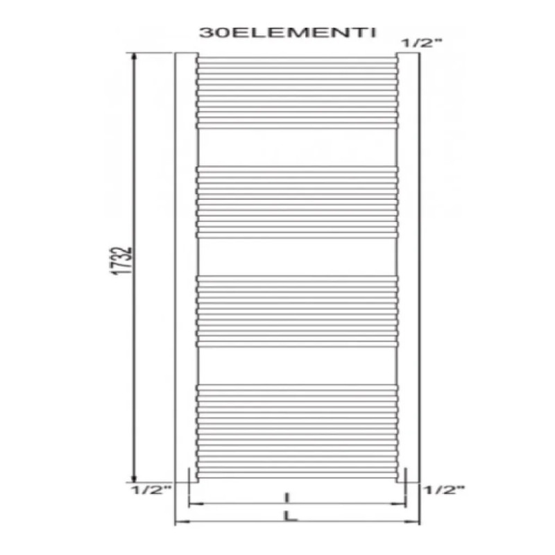 CORDIVARI Полотенцесушитель RDT Lisa 22 Curvo 450/1800 белый (3551646101053)