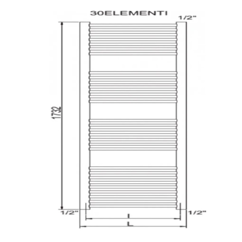 CORDIVARI Полотенцесушитель RDT Lisa 22 Curvo 550/1800 белый (3551646101055)