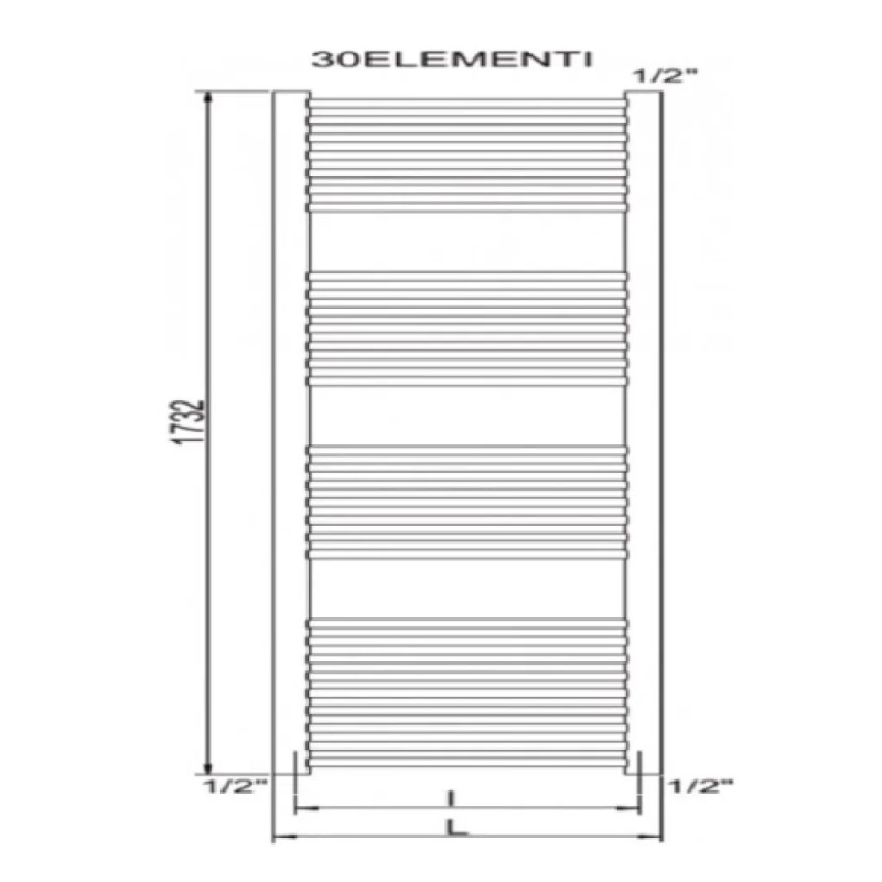 CORDIVARI Полотенцесушитель RDT Lisa 22 Curvo 600/1800 белый (3551646101056)