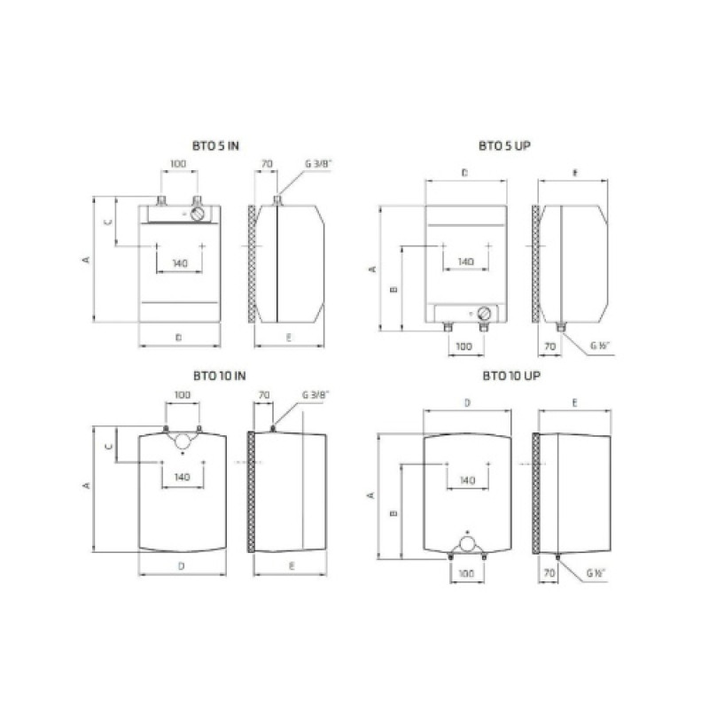 DRAZICE Водонагрівач (бойлер) електричний 5 л. BTO 5 UP (105313200)