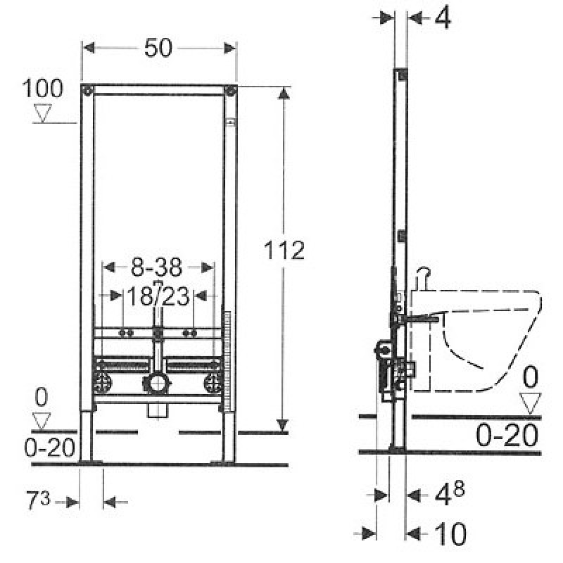 Geberit Инсталляция для биде DUOFIX 112 см (111.520.00.1)