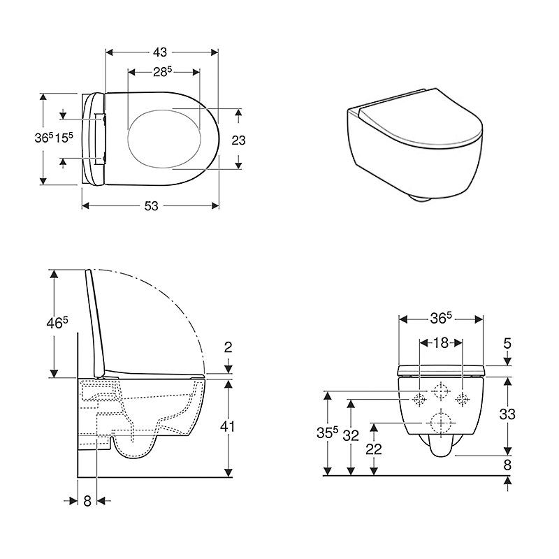 Geberit Комплект подвесного унитаза iCon Rimfree (500.784.01.1)