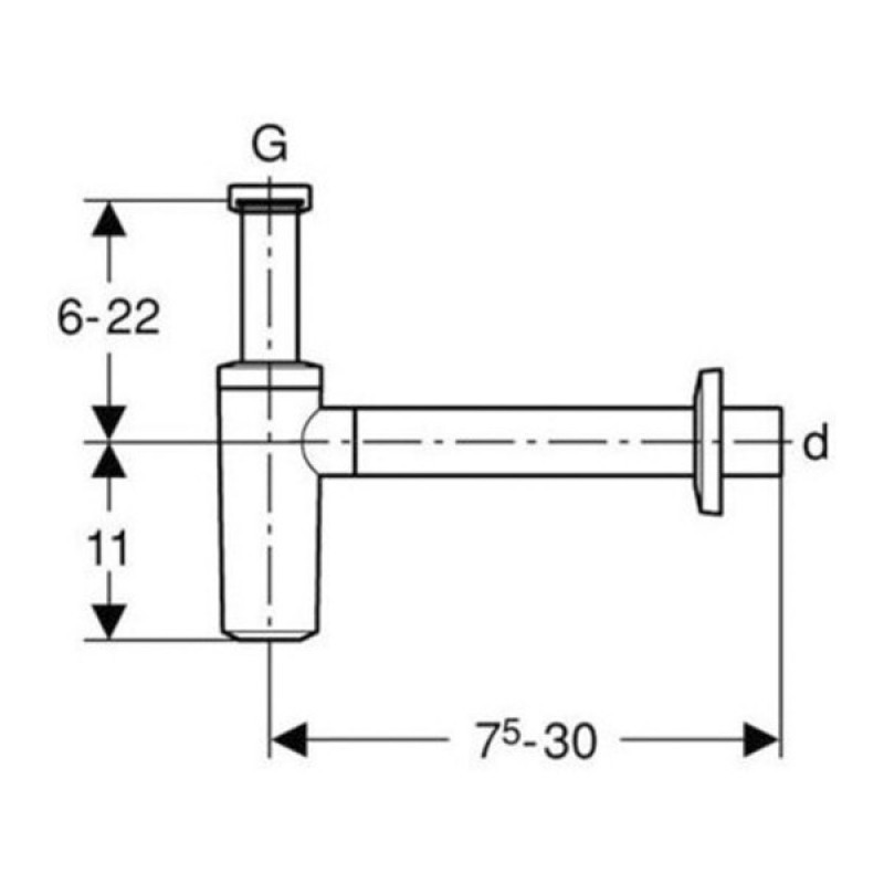 Geberit Сифон пляшковий для умивальника , горизонтальний випуск: d=40мм (151.035.21.1)