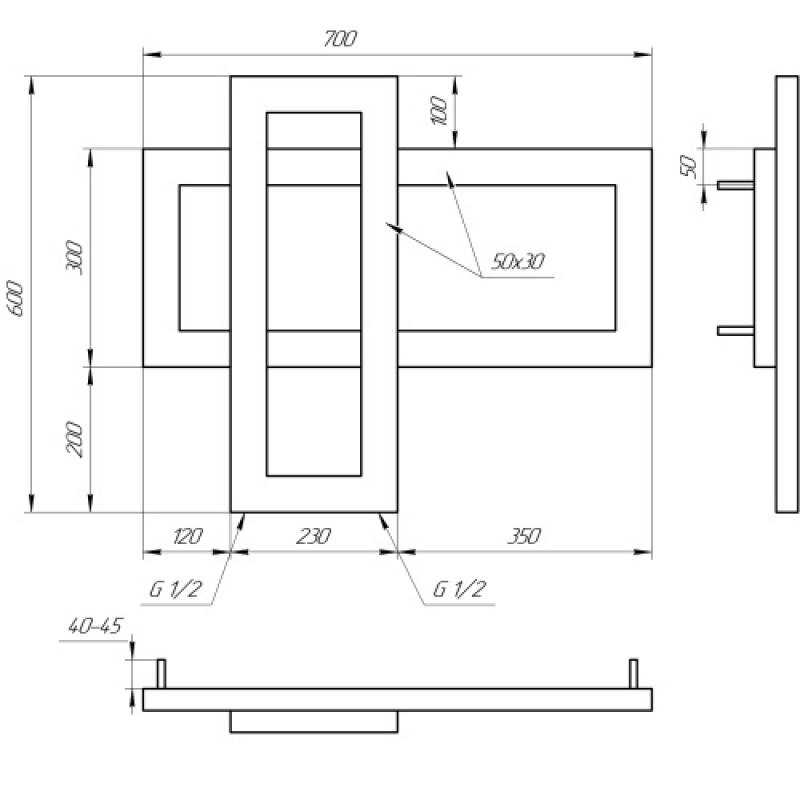 Genesis-Aqua Водяной полотенцесушитель Cabri 70x60 черный (GA-53001)