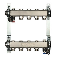 HERZ Коллектор для отопительных контуров DN25 на 5 выходов с запорными кран-буксами (1863405)