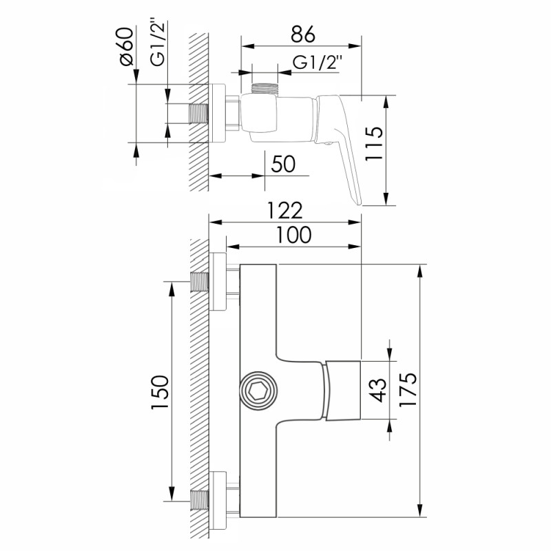 IMPRESE Смеситель для ванны Krasa (f03308601AA) (f03308601AA)