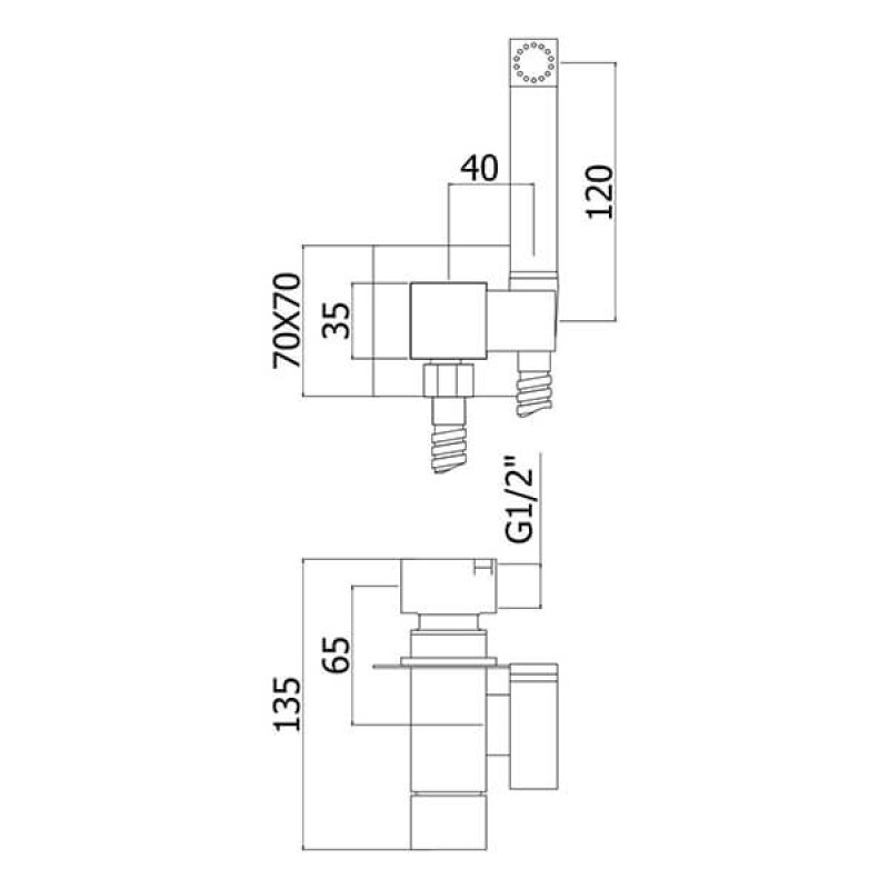 Paffoni Гигиенический душ Tweet Square Mix ZDUP 112 CR (ZDUP112CR)