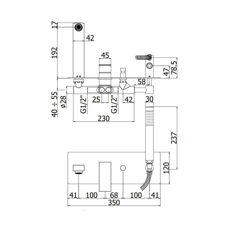 Paffoni Смеситель для ванны Elle черный матовый (EL001NO)