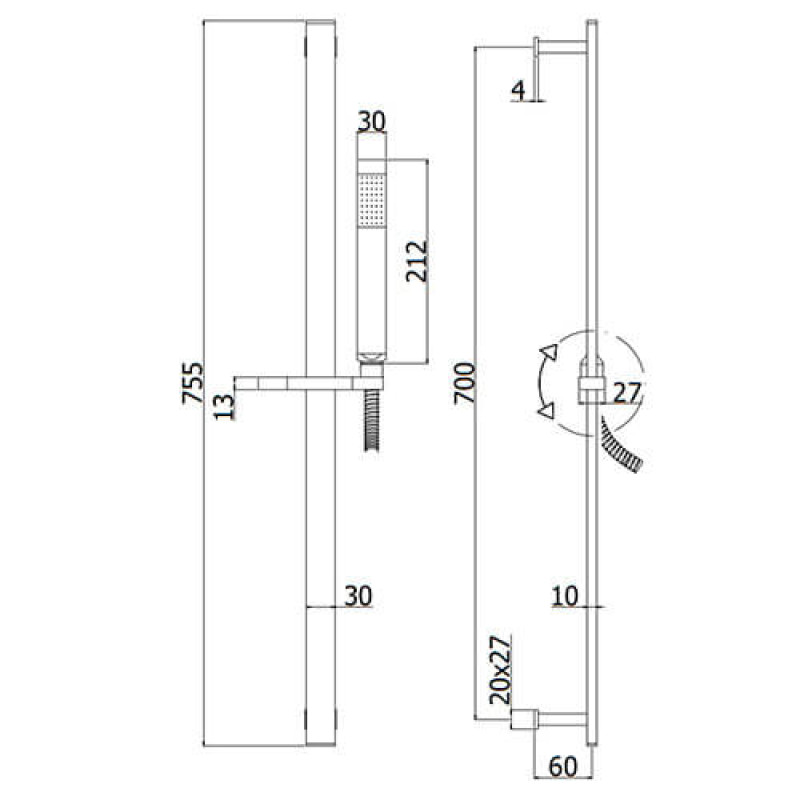 Paffoni Душевой гарнитур Elle ZSAL 145 NO черный матовый (ZSAL145NO)