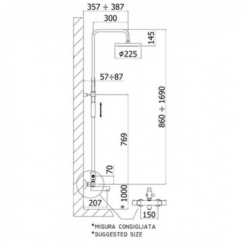 Paffoni Душевая система с термостатом Birillo ZCOL 721 LIQ CR хром (ZCOL721LIQCR)
