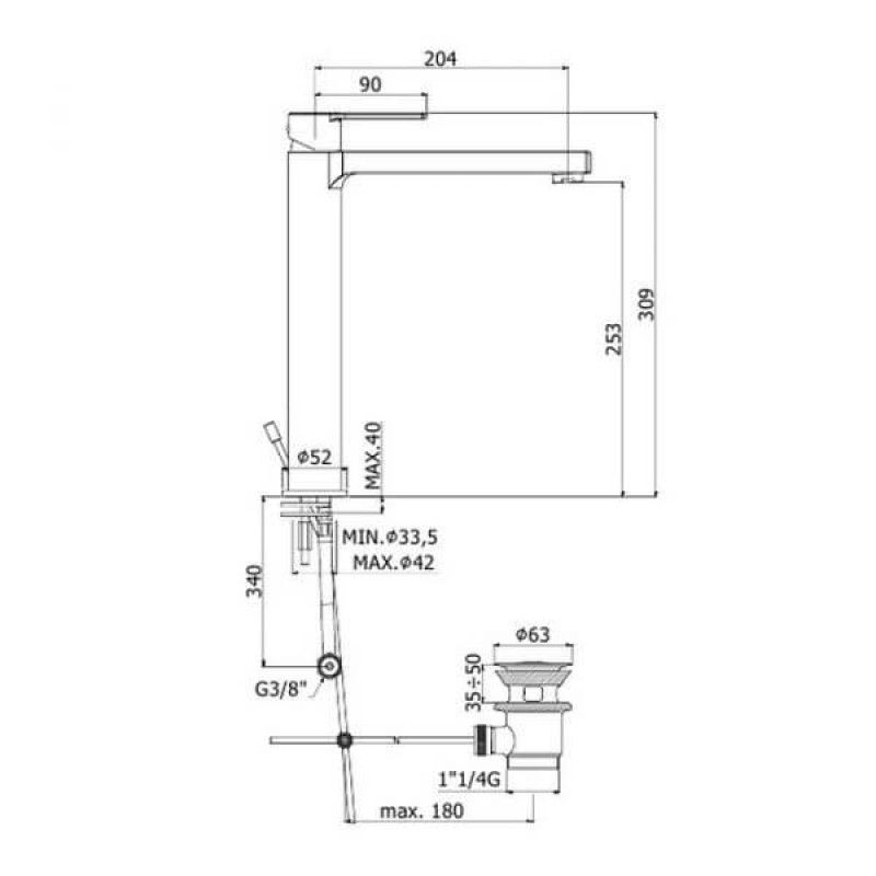 Paffoni Змішувач для умивальника Ringo RIN 085 NO чорний (RIN085NO)