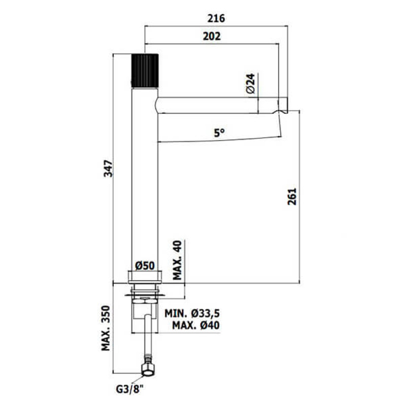 Paffoni Змішувач для умивальника високий JO 081 CR хром (JO081CR)