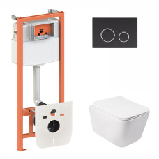 Qtap Інсталяція для унітазу 3 в 1 Nest + унітаз з сидінням, з панеллю змиву (QT05335170W0133M425M11V1146MB)