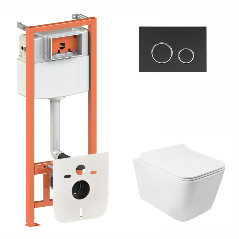 Qtap Інсталяція для унітазу 3 в 1 Nest + унітаз з сидінням, з панеллю змиву (QT05335170W0133M425M11V1146MB)