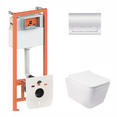 Qtap Інсталяція для унітазу 3 в 1 Nest + унітаз з сидінням, з панеллю змиву (QT05335170W0133M425M08381CRM)
