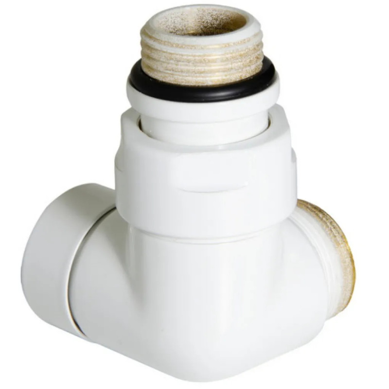 Carlo Poletti Кран отсекающий трехосевой БЕЛЫЙ Ø1/2″ х 24-19 DX (правый) УГОЛ (V74211EFDX)