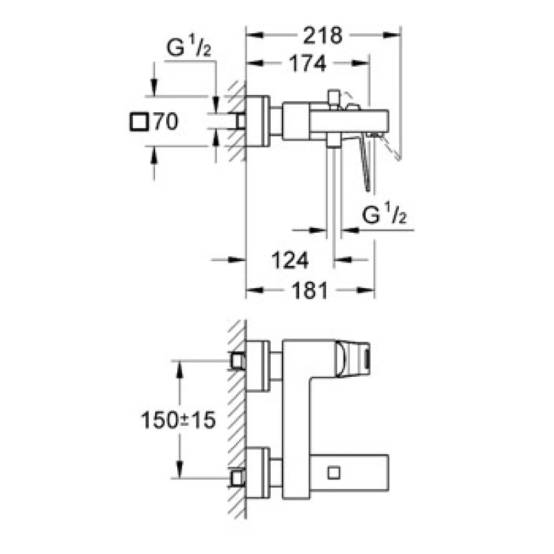 Grohe Смеситель для ванны EuroCube (23140000)