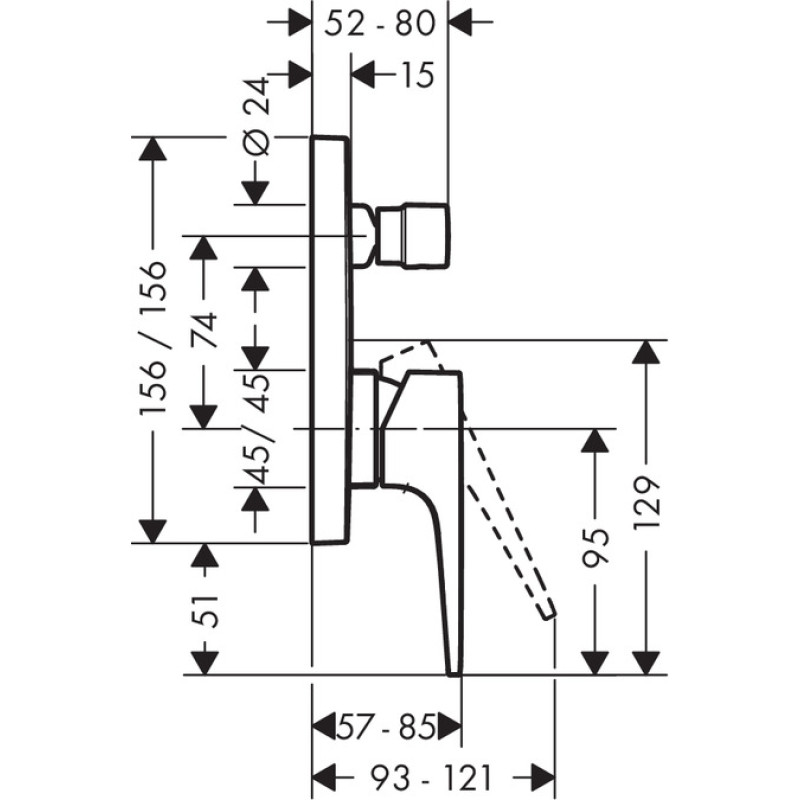 Hansgrohe Смеситель для ванны Metropol с дугообразной ручкой (74545000)